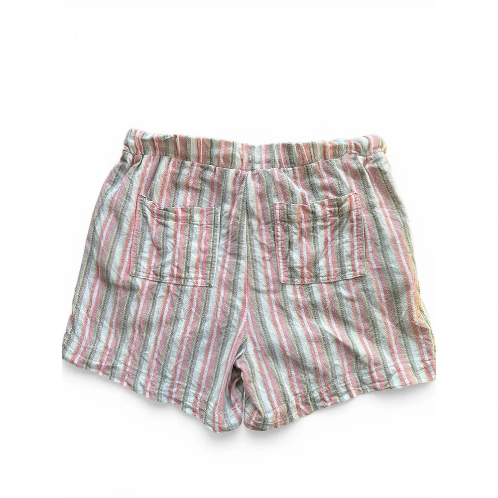 Briggs‎ Striped Linen Blend Shorts Women Medium Pink White Excellent Coastal